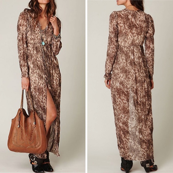 Free People Dresses & Skirts - Free People Dreamtime Leopard Maxi Dress EUC Small